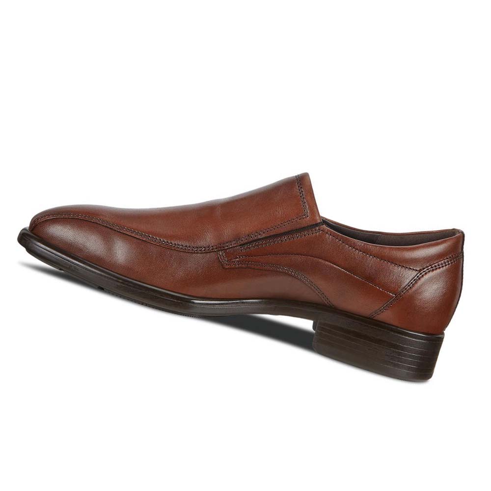 Men's Ecco Citytray Bike Toe Slip-on Dress Shoes Brown | Canada 507MQZ